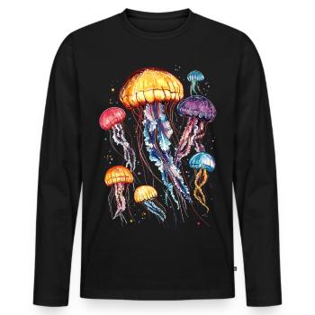 Méduse Méduse de feu Méduse Méduse mignonne - T-shirt manches longues Premium bio Homme - noir - Devant - Nico (187cm)