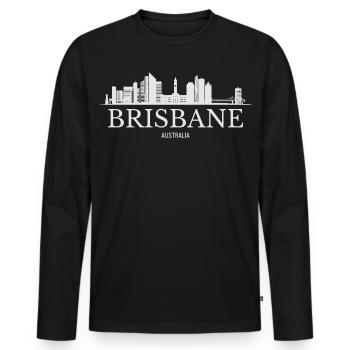 Brisbane Skyline, Brisbane Australia - Men's Premium Organic Long Sleeve Shirt - black - Front - Nico (187cm)