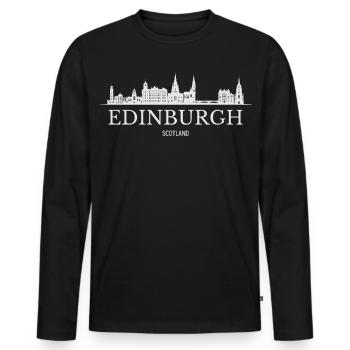 Edinburgh Skyline, Edinburgh, Schottland - Männer Premium Bio Langarmshirt - Schwarz - Vorne - Nico (187cm)
