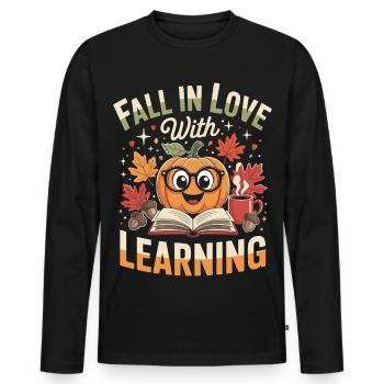 Fall In Love With Teaching Fall Teacher - Men's Premium Organic Long Sleeve Shirt - black - Front - Nico (187cm)