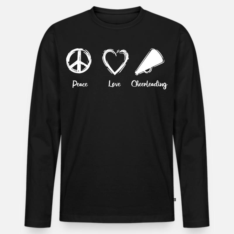 Peace Love Cheerleading - Männer Premium Bio Langarmshirt - Schwarz