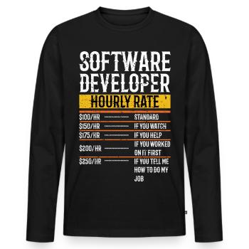 Software Developer Hourly Rate Software Developer - Männer Premium Bio Langarmshirt - Schwarz - Vorne - Nico (187cm)