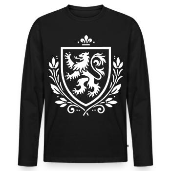 Lion Coat of Arms Design – Middle Ages & Pride - Men's Premium Organic Long Sleeve Shirt - black - Front - Nico (187cm)