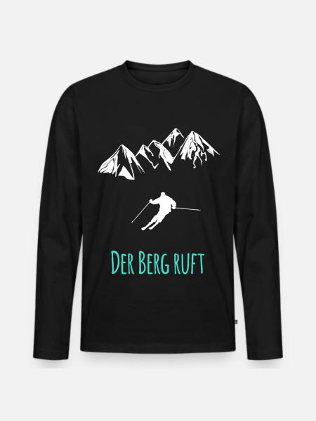 Skifahren - Der Berg ruft - Männer Premium Bio Langarmshirt - Schwarz