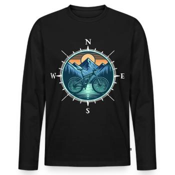 Vélo VTT - T-shirt manches longues Premium bio Homme - noir - Devant - Nico (187cm)