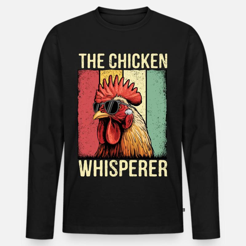 The Chicken Whisperer Retro Tee - Männer Premium Bio Langarmshirt - Schwarz