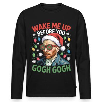 Gogh Xmas Portrait Stil mit Witz - Männer Premium Bio Langarmshirt - Schwarz - Vorne - Nico (187cm)
