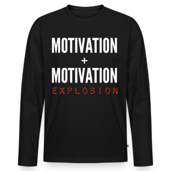 Motivation + Motivation = Explosion - Männer Premium Bio Langarmshirt - Schwarz - Vorne - Nico (187cm)