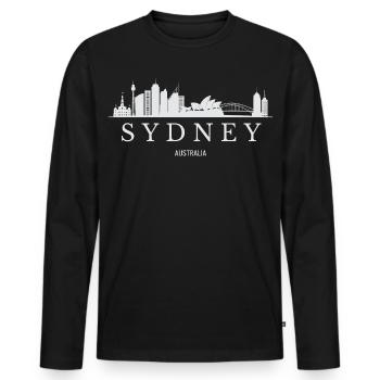 Sydney Skyline, Sydney, Australien - Männer Premium Bio Langarmshirt - Schwarz - Vorne - Nico (187cm)