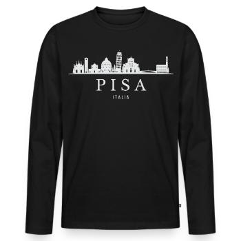 Pisa Skyline, Pisa Italy - Men's Premium Organic Long Sleeve Shirt - black - Front - Nico (187cm)