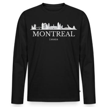 Montreal Skyline, Montreal Canada - Men's Premium Organic Long Sleeve Shirt - black - Front - Nico (187cm)
