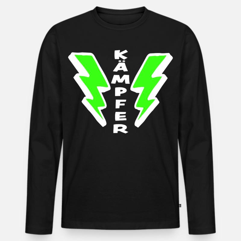 KÄMPFER - Männer Premium Bio Langarmshirt - Schwarz