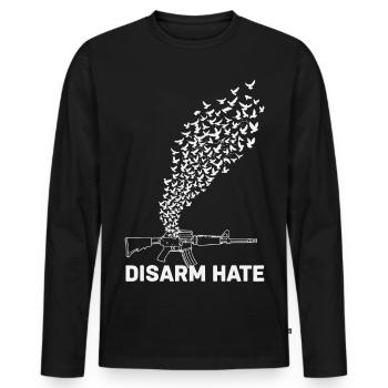 Disarm Hate Peace Doves Rising in Freedom - Men's Premium Organic Long Sleeve Shirt - black - Front - Nico (187cm)