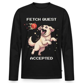 Fetch-Quest angenommen | Hund spielt Ball - Männer Premium Bio Langarmshirt - Schwarz - Vorne - Nico (187cm)