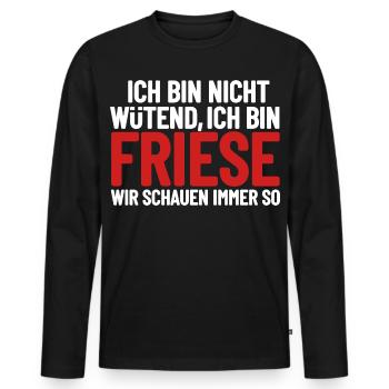 Je ne suis pas en colère, je suis frison - T-shirt manches longues Premium bio Homme - noir - Devant - Nico (187cm)
