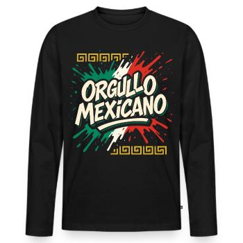 Orgullo Mexicano Mexique Drapeau Mexicain - T-shirt manches longues Premium bio Homme - noir - Devant - Nico (187cm)