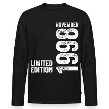 Novembre 1998 Édition Limitée Novembre 1998 - T-shirt manches longues Premium bio Homme - noir - Devant - Nico (187cm)