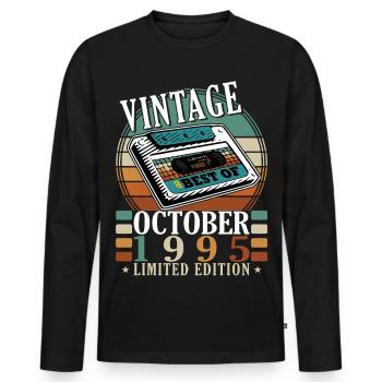Octobre 1995 Cadeau d’anniversaire - Octobre 1995 - T-shirt manches longues Premium bio Homme - noir - Devant - Nico (187cm)