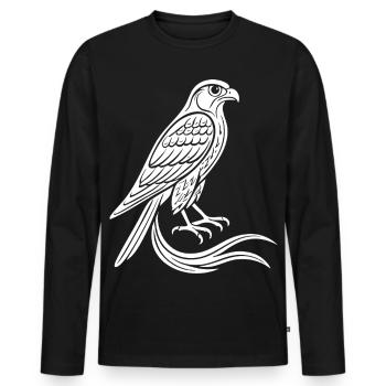 Passionné de fauconnerie Art du faucon pèlerin - T-shirt manches longues Premium bio Homme - noir - Devant - Nico (187cm)