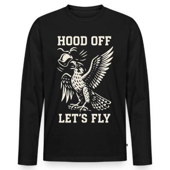 Capuche de faucon Off Let’s Fly Falconry Adventure - T-shirt manches longues Premium bio Homme - noir - Devant - Nico (187cm)
