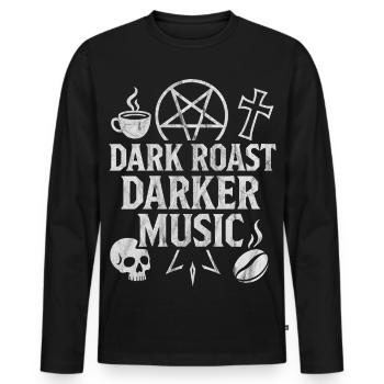Dark Roast Kaffee Musik dunkel schwarz - Männer Premium Bio Langarmshirt - Schwarz - Vorne - Nico (187cm)