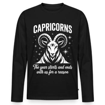 Steinbock Sternzeichen - Männer Premium Bio Langarmshirt - Schwarz - Vorne - Nico (187cm)