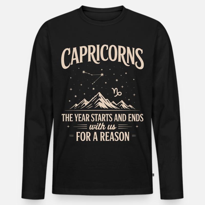 Steinbock Sternzeichen - Männer Premium Bio Langarmshirt - Schwarz