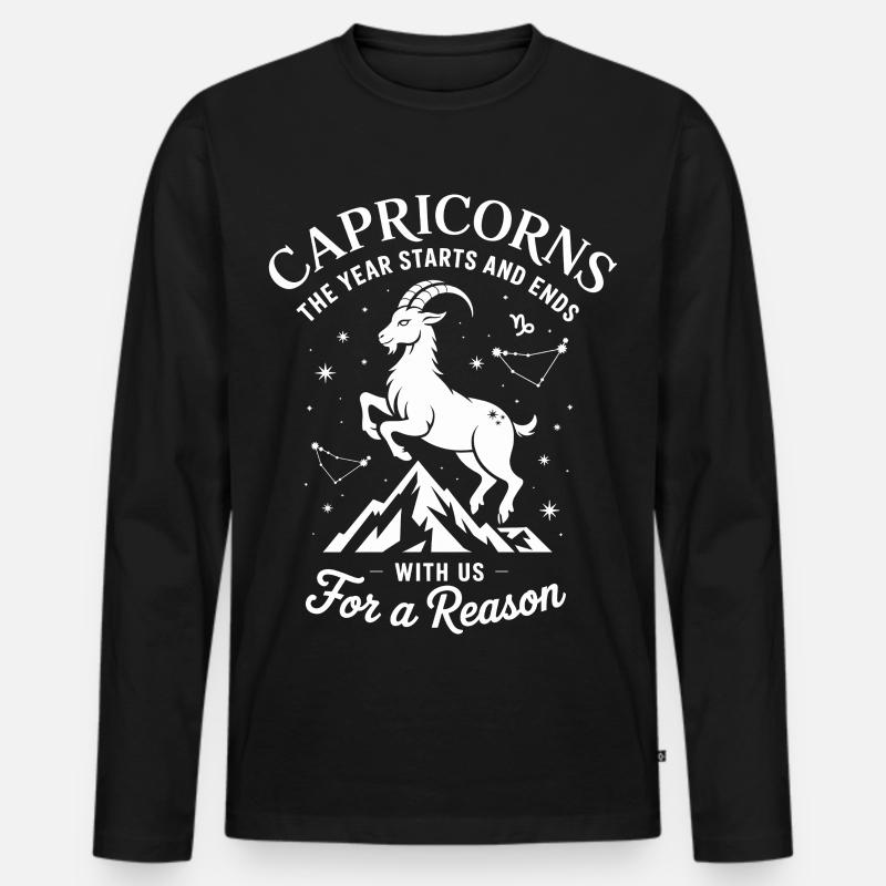 Steinbock Sternzeichen - Männer Premium Bio Langarmshirt - Schwarz