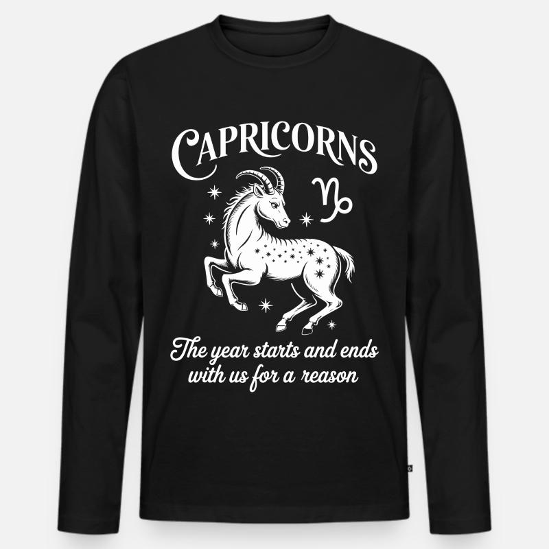 Steinbock Sternzeichen - Männer Premium Bio Langarmshirt - Schwarz