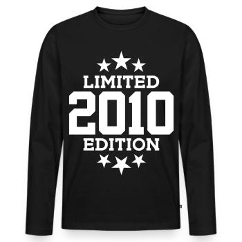 LIMITED EDITION 2010 16. GEBURTSTAG - Männer Premium Bio Langarmshirt - Schwarz - Vorne - Nico (187cm)