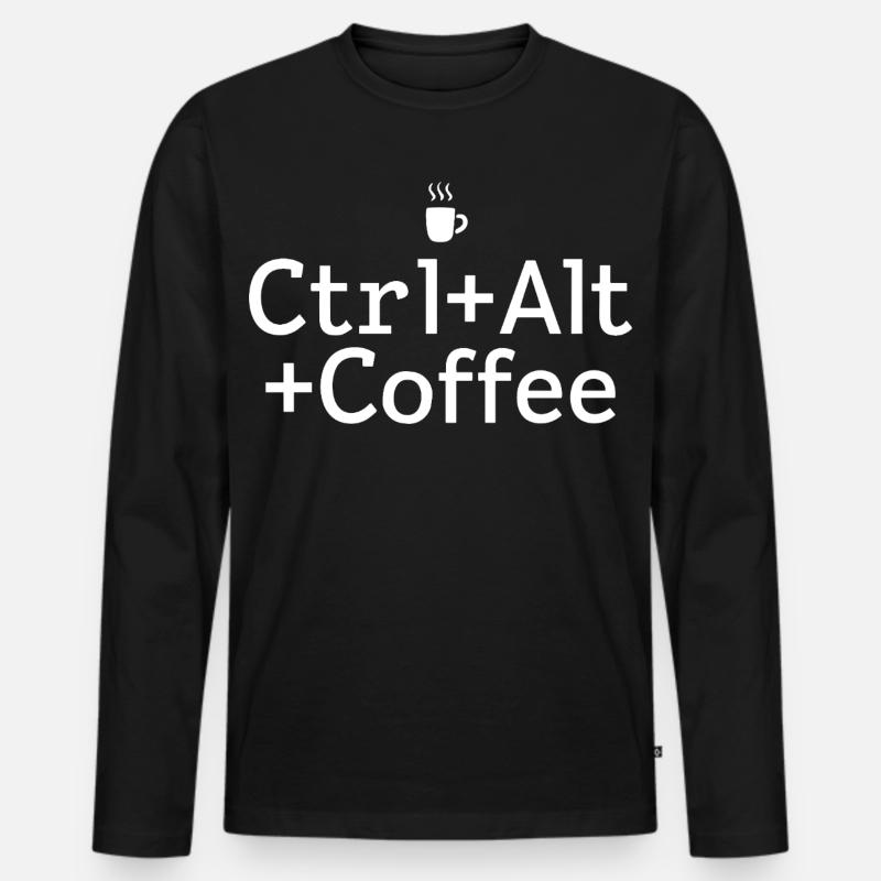 Kaffee-Pause Ctrl-Alt-Coffee - Männer Premium Bio Langarmshirt - Schwarz