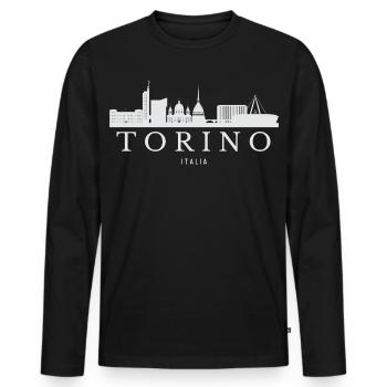 Turin Skyline, Turin Italy - Men's Premium Organic Long Sleeve Shirt - black - Front - Nico (187cm)