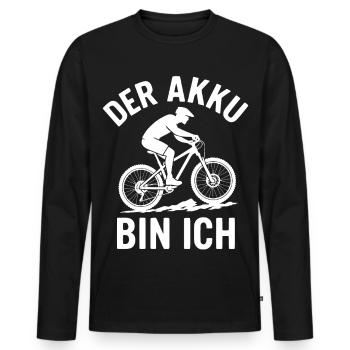 Le VTT dit le t-shirt Battery Am Me - T-shirt manches longues Premium bio Homme - noir - Devant - Nico (187cm)