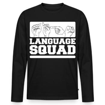 ASL Sign Language Interpreter - Men's Premium Organic Long Sleeve Shirt - black - Front - Nico (187cm)