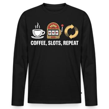 Kaffee-Slots wiederholen Casino-Glücksspiele - Männer Premium Bio Langarmshirt - Schwarz - Vorne - Nico (187cm)