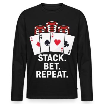 Stack Bet Repeat Casino Gambling Poker - T-shirt manches longues Premium bio Homme - noir - Devant - Nico (187cm)
