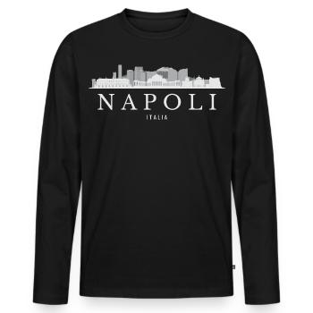 Silhouette de Naples, Naples Italie - T-shirt manches longues Premium bio Homme - noir - Devant - Nico (187cm)