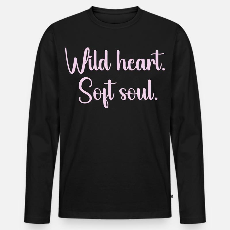 Wildes Herz Sanfte Seele - Männer Premium Bio Langarmshirt - Schwarz