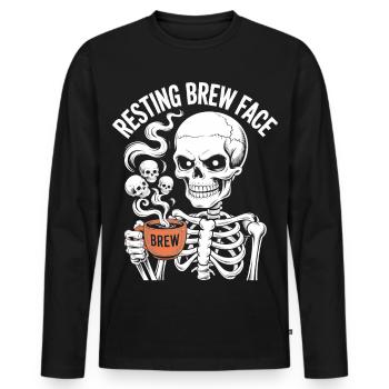 Resting Brew Face Skeleton Coffee Halloween - Men's Premium Organic Long Sleeve Shirt - black - Front - Nico (187cm)