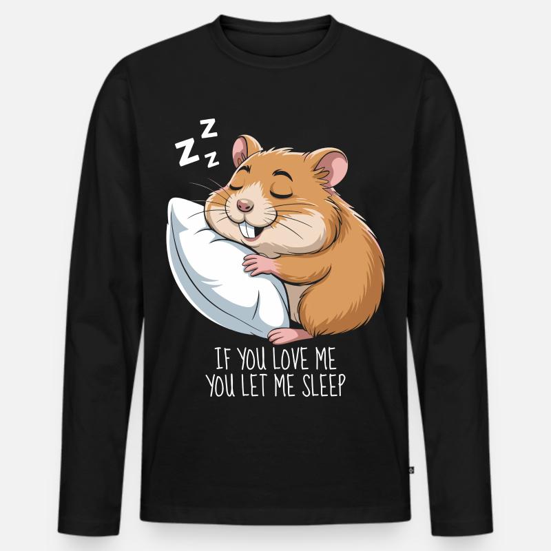 Hamster Schlafen - Männer Premium Bio Langarmshirt - Schwarz