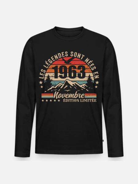 Awesome since November 1963 | November 1963 - Men's Premium Organic Long Sleeve Shirt - black