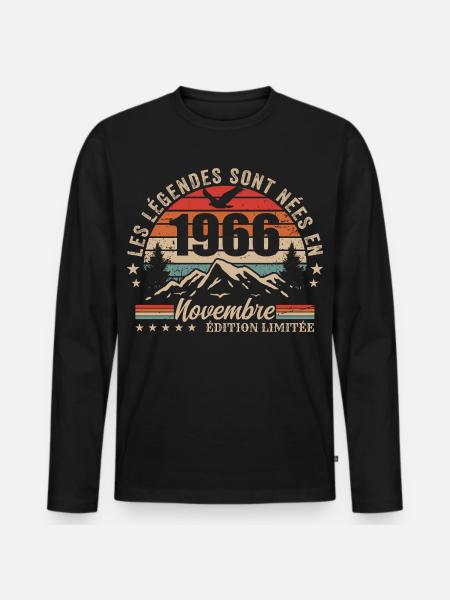 Awesome since November 1966 | November 1966 - Men's Premium Organic Long Sleeve Shirt - black