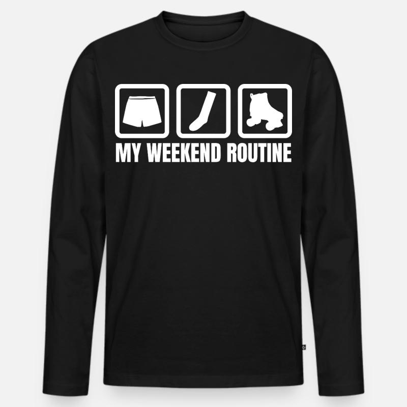 Meine Wochenendroutine - Männer Premium Bio Langarmshirt - Schwarz