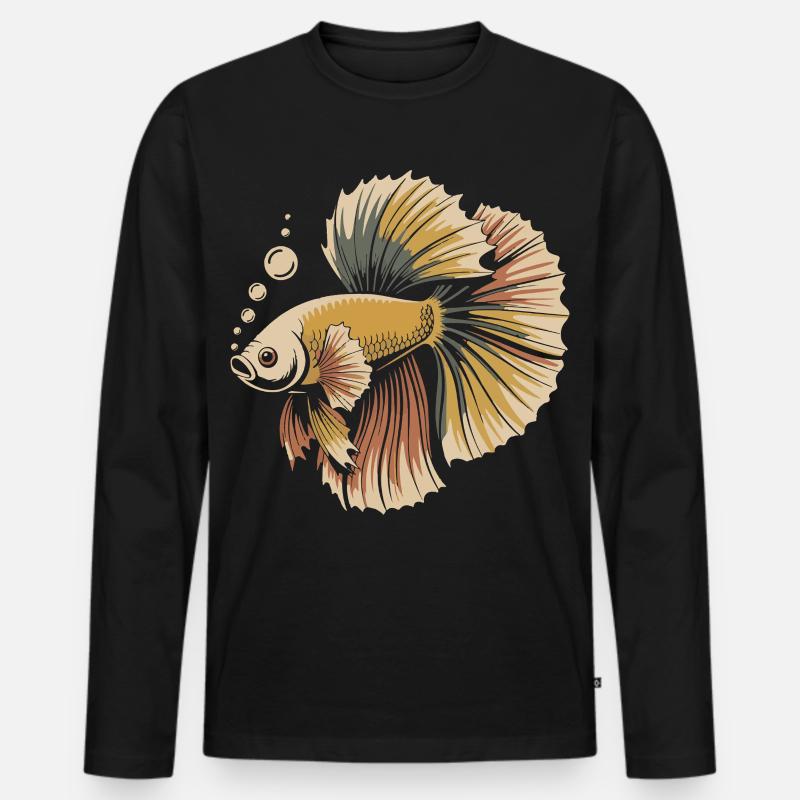 Betta Farbexplosion Fisch - Männer Premium Bio Langarmshirt - Schwarz