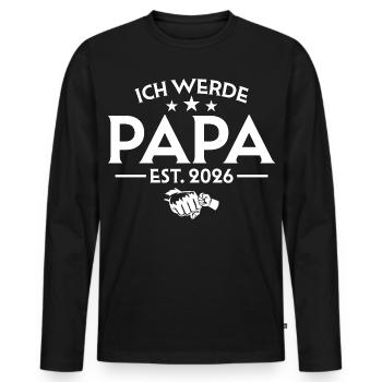 Ich werde Papa 2026 - Schwangerschaftsankündigung - Männer Premium Bio Langarmshirt - Schwarz - Vorne - Nico (187cm)