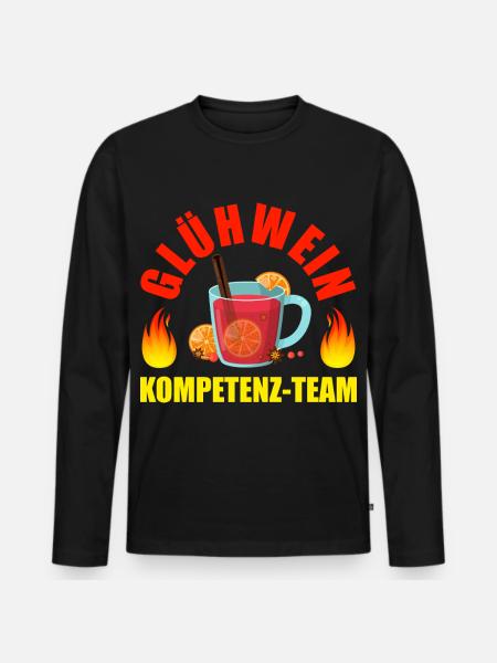 Glühwein Kompetenz Team Weihnachtsmarkt - Männer Premium Bio Langarmshirt - Schwarz