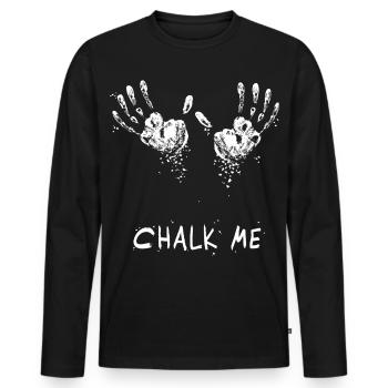 Handabdruck Chalk Me Daddy - Boulder/ Kletter Pun - Männer Premium Bio Langarmshirt - Schwarz - Vorne - Nico (187cm)