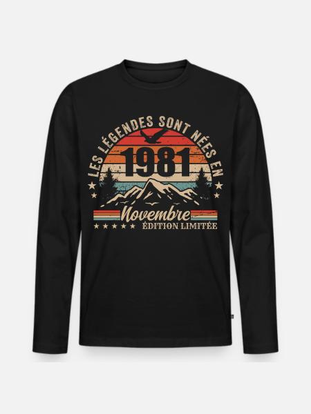 Awesome since November 1981 | November 1981 - Men's Premium Organic Long Sleeve Shirt - black