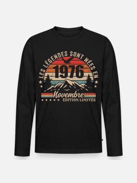 Awesome since November 1976 | November 1976 - Men's Premium Organic Long Sleeve Shirt - black