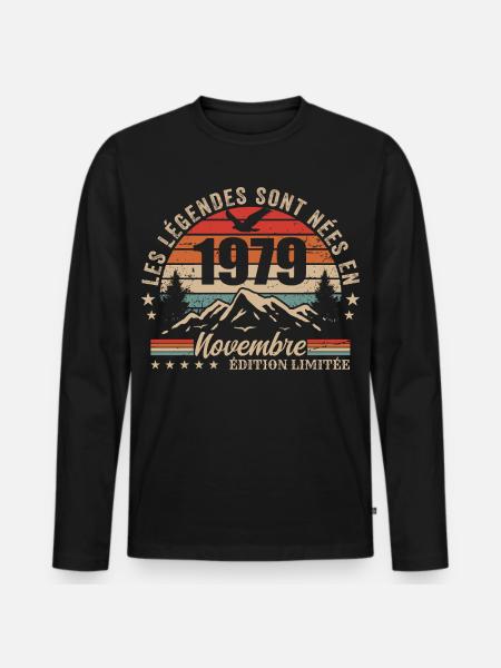 Awesome since November 1979 | November 1979 - Men's Premium Organic Long Sleeve Shirt - black